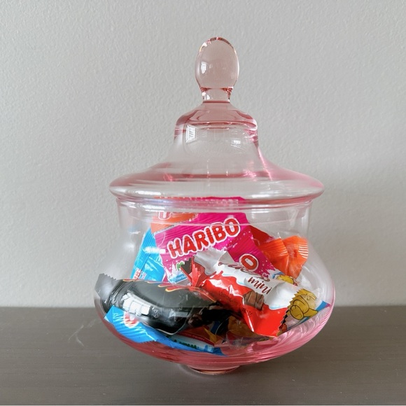 Pink glass jar / candy jar / pink dish - Picture 2 of 13